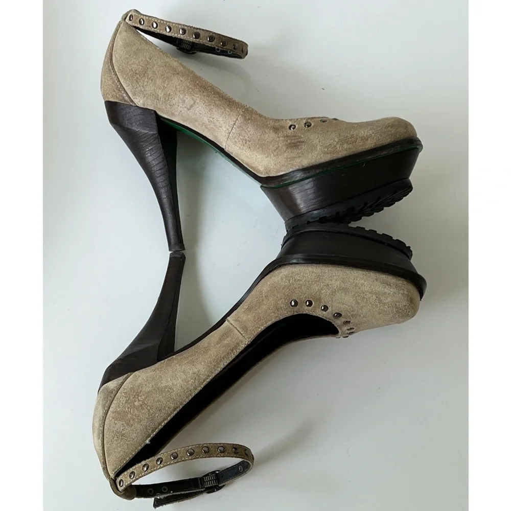 Lisa for Donald j Pliner Leather Platform Pumps with Studded Ankle Strap Size 8